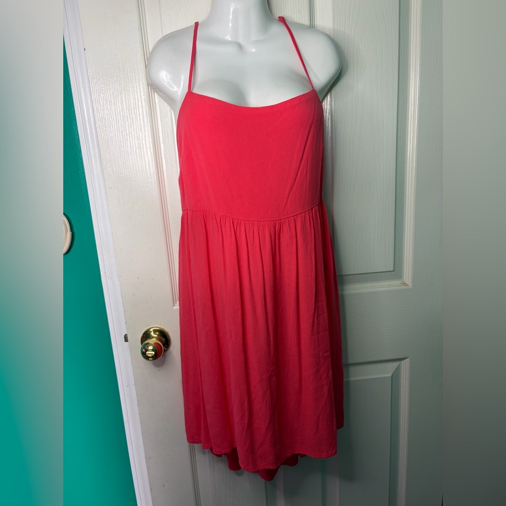 Wild Fable Pink Strappy Tie Back Scoop Neck Short Rayon Sundress Sleeveless XL